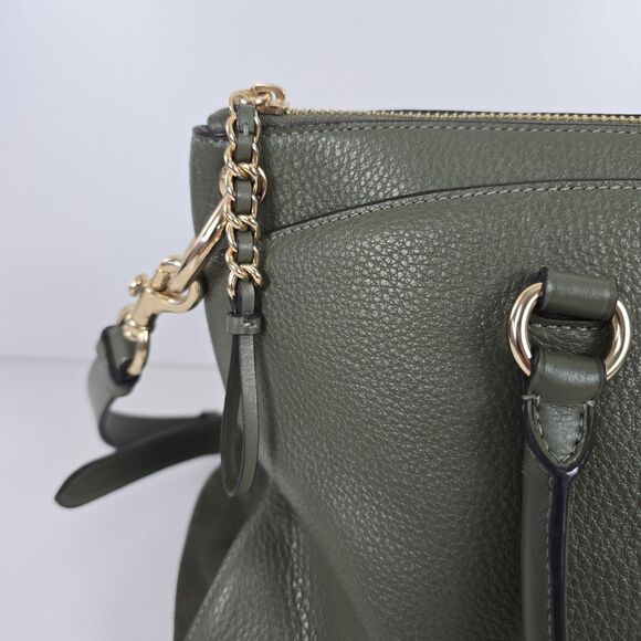 Coach F76640 Mia Satchel Olive Green Pebble/Suede/Leather Crossbody Bag - Picture 4 of 9